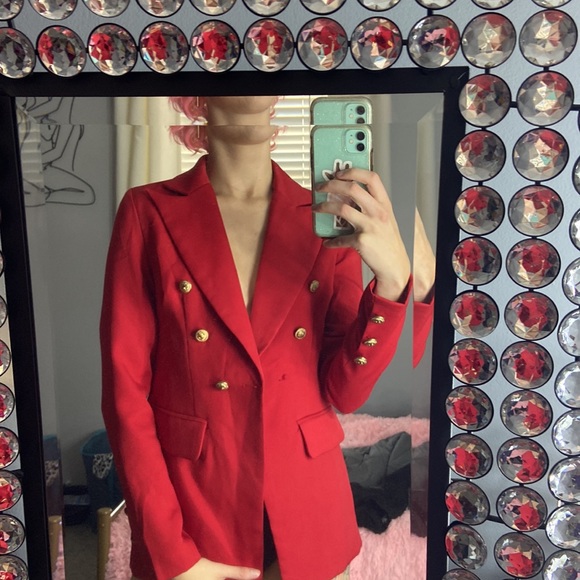 Red blazer with gold accents - Picture 2 of 2
